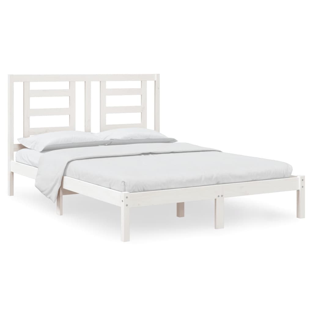 Cadre de lit sans matelas blanc 150x200 cm bois de pin massif