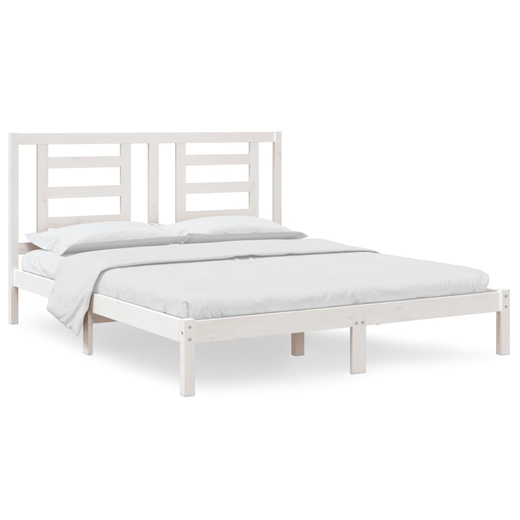 Cadre de lit sans matelas blanc 160x200 cm bois de pin massif