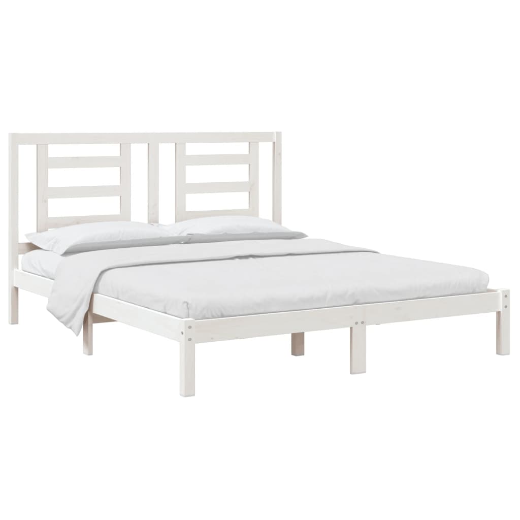 Cadre de lit sans matelas blanc 160x200 cm bois de pin massif