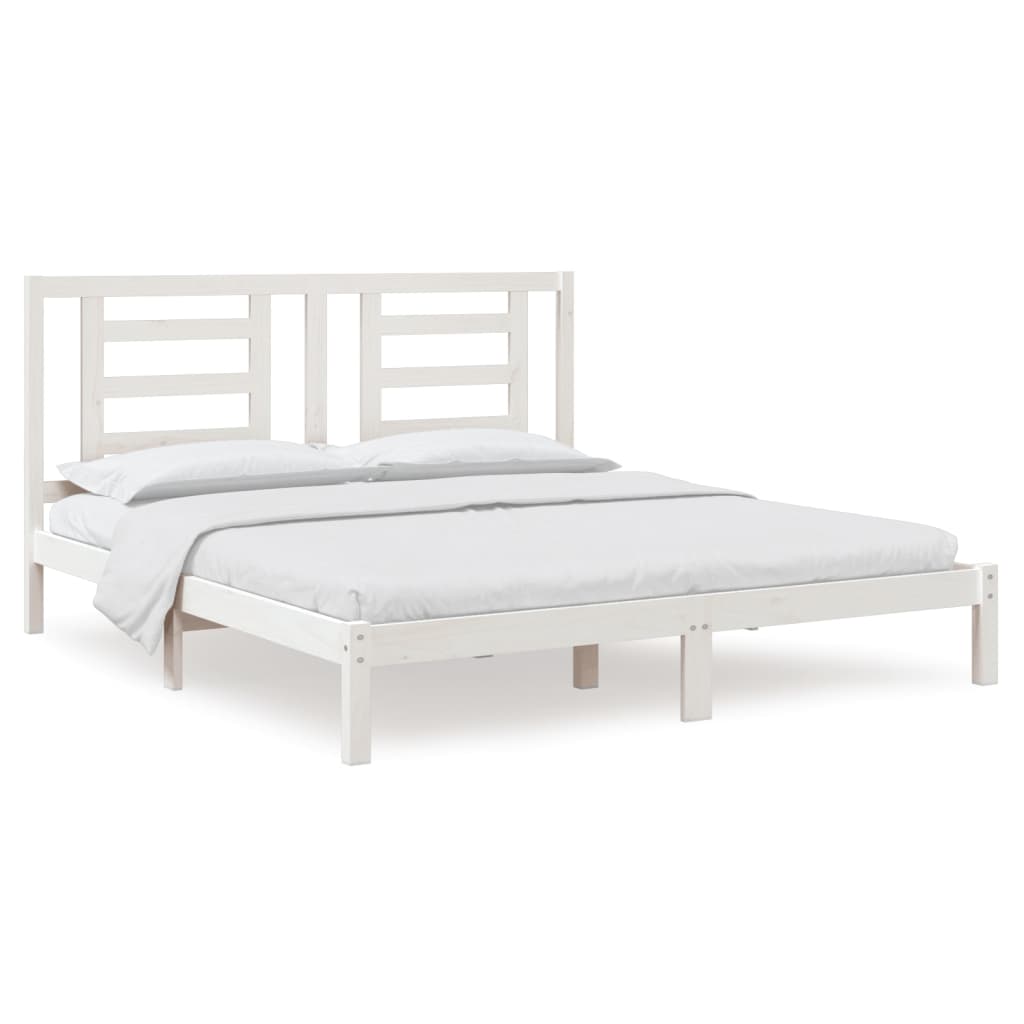 Cadre de lit sans matelas blanc 180x200 cm bois massif