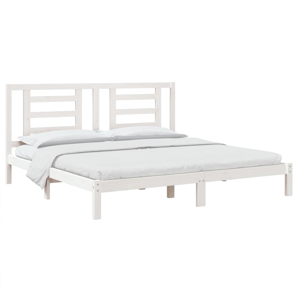 Cadre de lit sans matelas blanc 180x200 cm bois massif