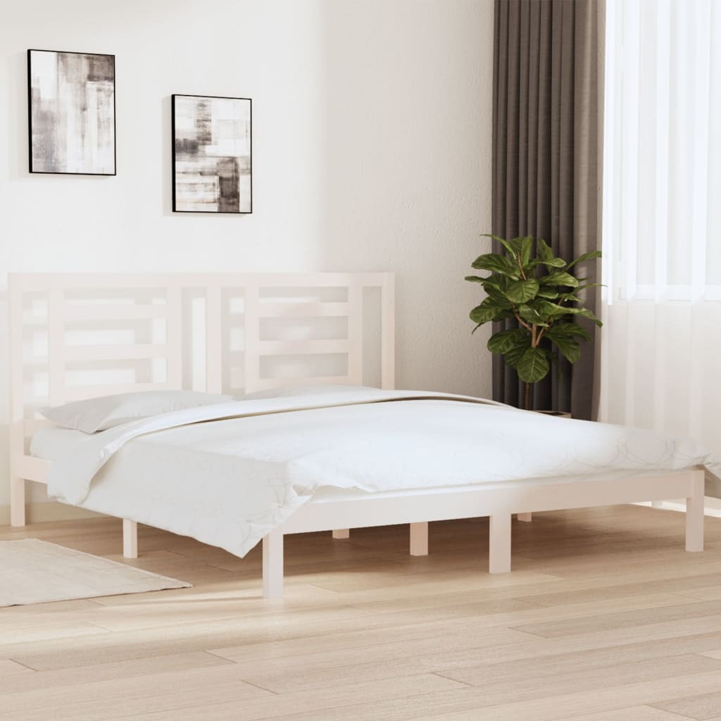 Cadre de lit sans matelas blanc 180x200 cm bois massif