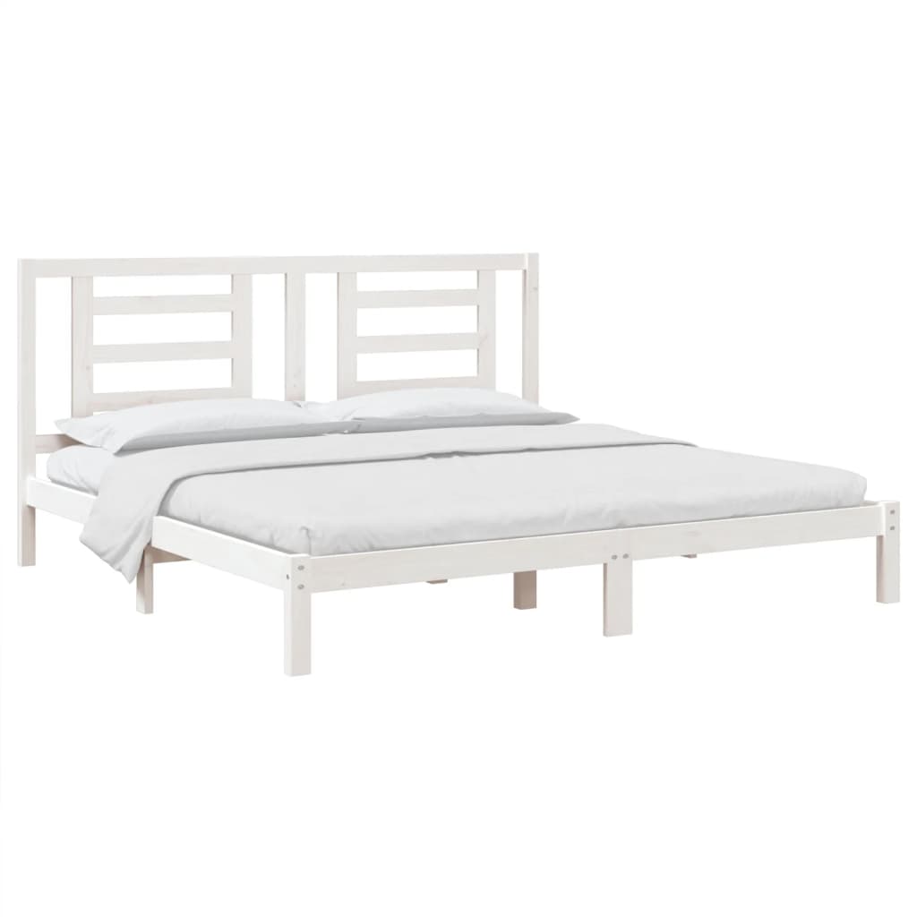 Cadre de lit sans matelas blanc 200x200 cm bois massif de pin