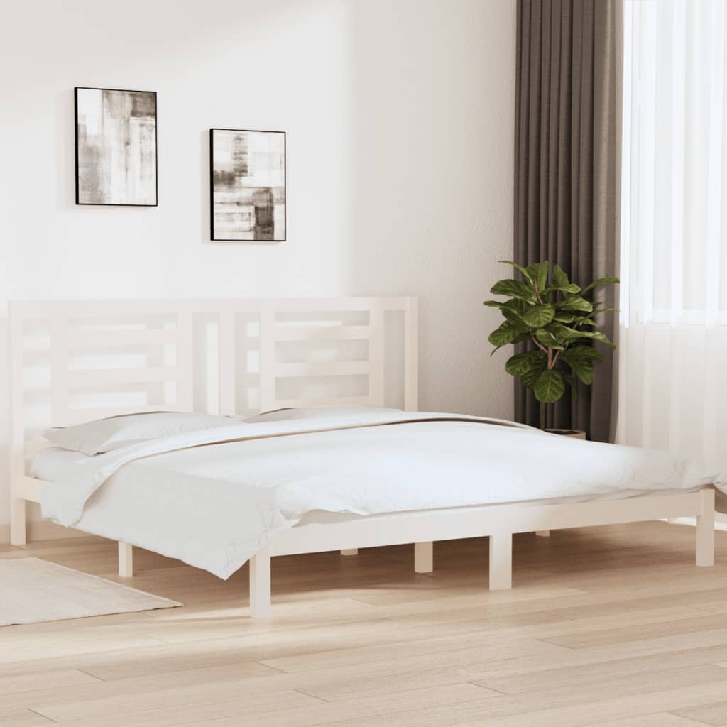 Cadre de lit sans matelas blanc 200x200 cm bois massif de pin