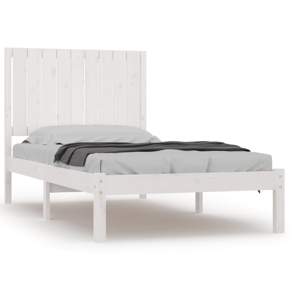 Cadre de lit sans matelas blanc 90x190 cm bois de pin massif