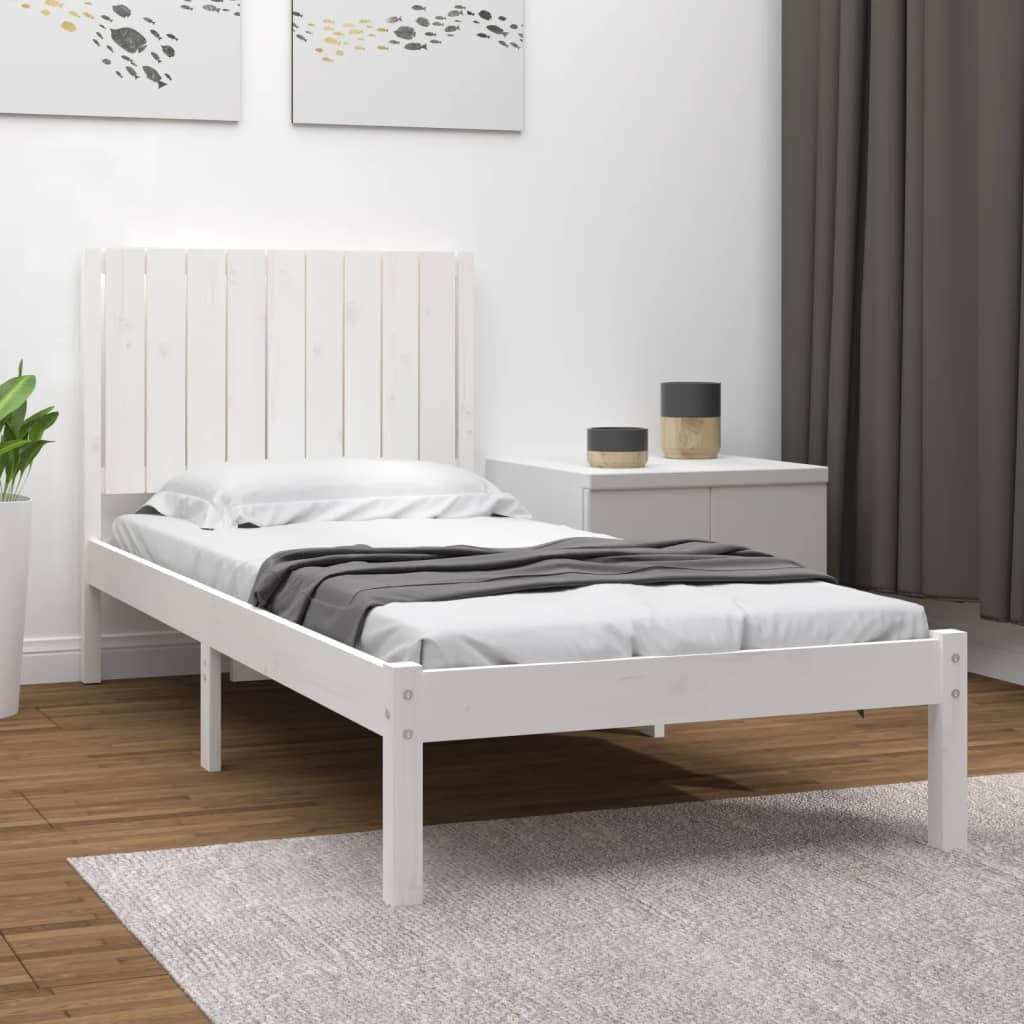 Cadre de lit sans matelas blanc 90x200 cm bois de pin massif