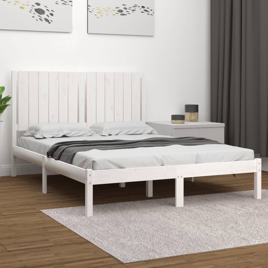 Cadre de lit sans matelas blanc 140x200 cm bois de pin massif