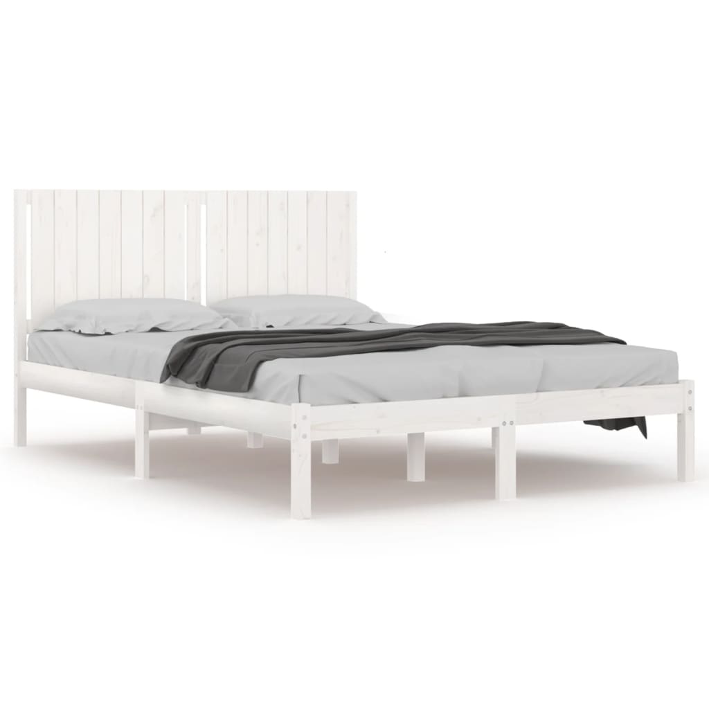 Cadre de lit sans matelas blanc 150x200 cm bois massif