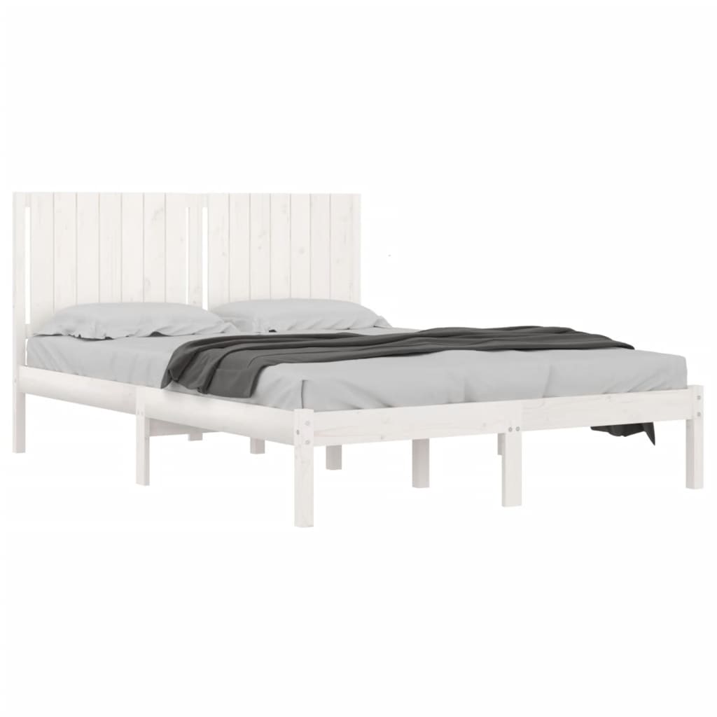 Cadre de lit sans matelas blanc 150x200 cm bois massif