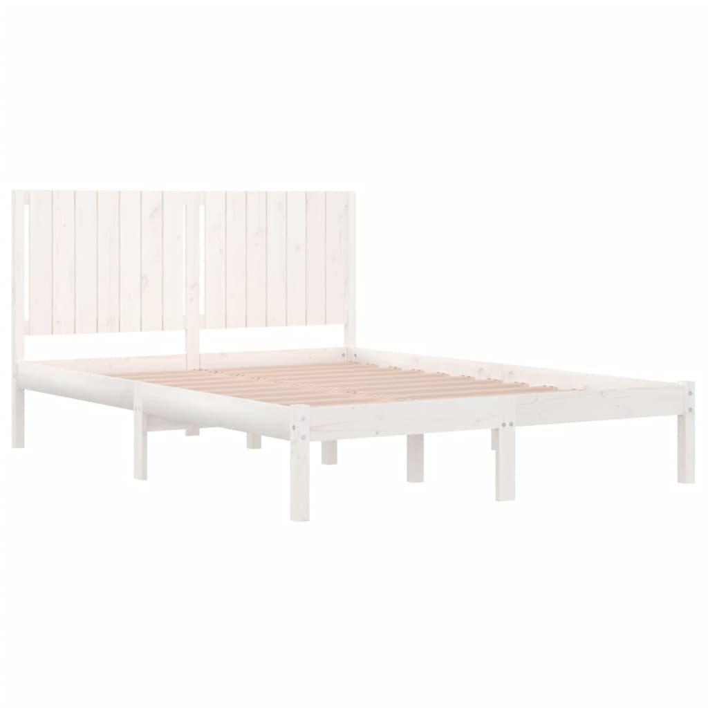 Cadre de lit sans matelas blanc 150x200 cm bois massif