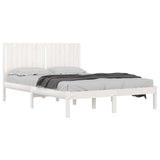 Cadre de lit sans matelas blanc 160x200 cm bois de pin massif