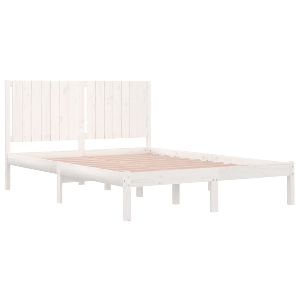 Cadre de lit sans matelas blanc 160x200 cm bois de pin massif