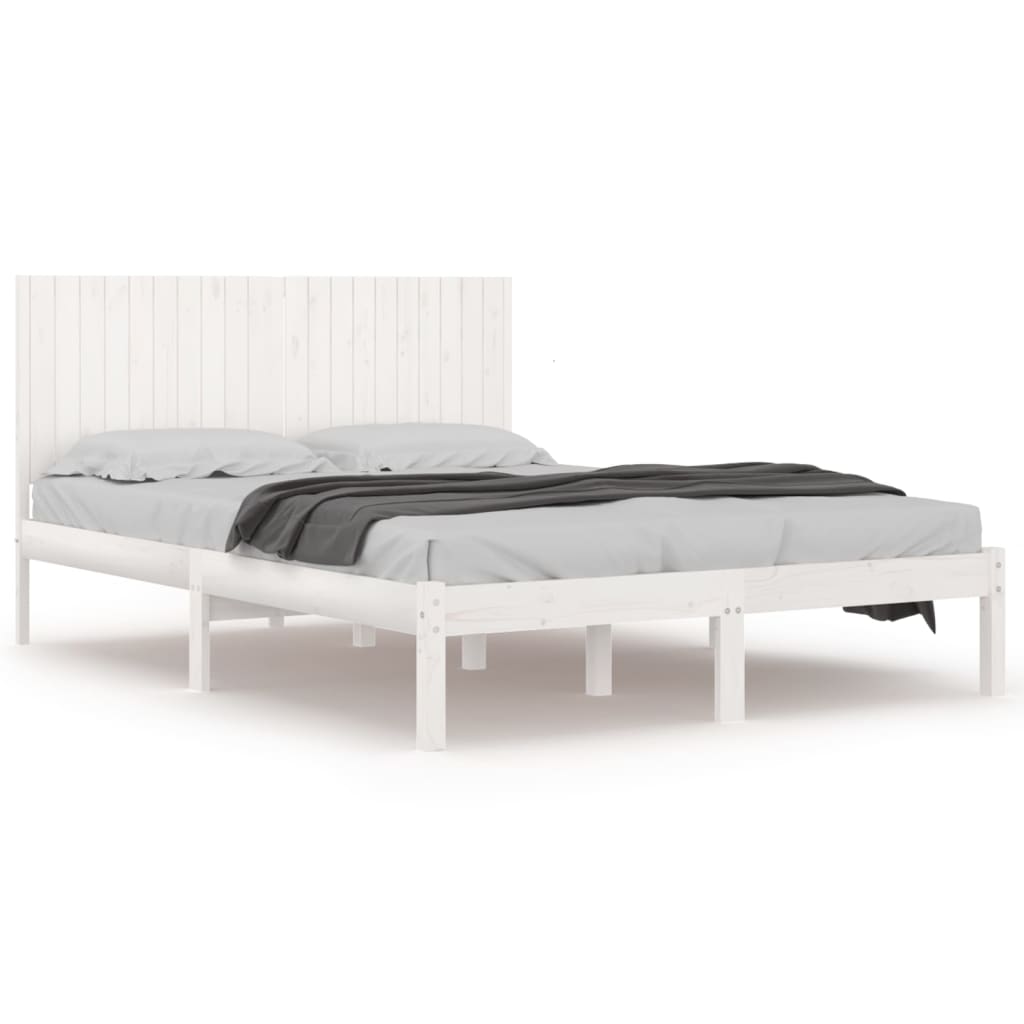 Cadre de lit sans matelas blanc 200x200 cm bois massif de pin