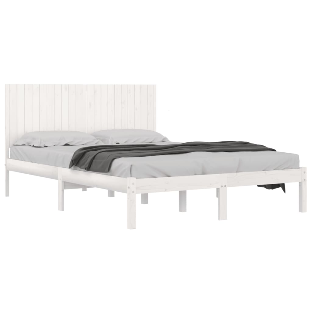 Cadre de lit sans matelas blanc 200x200 cm bois massif de pin