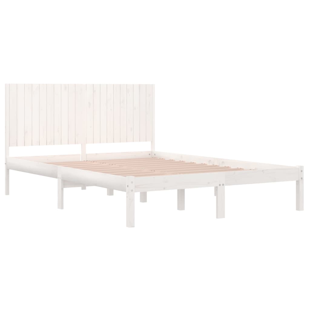 Cadre de lit sans matelas blanc 200x200 cm bois massif de pin