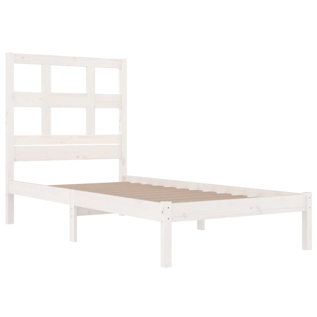 Cadre de lit sans matelas blanc 75x190 cm bois de pin massif