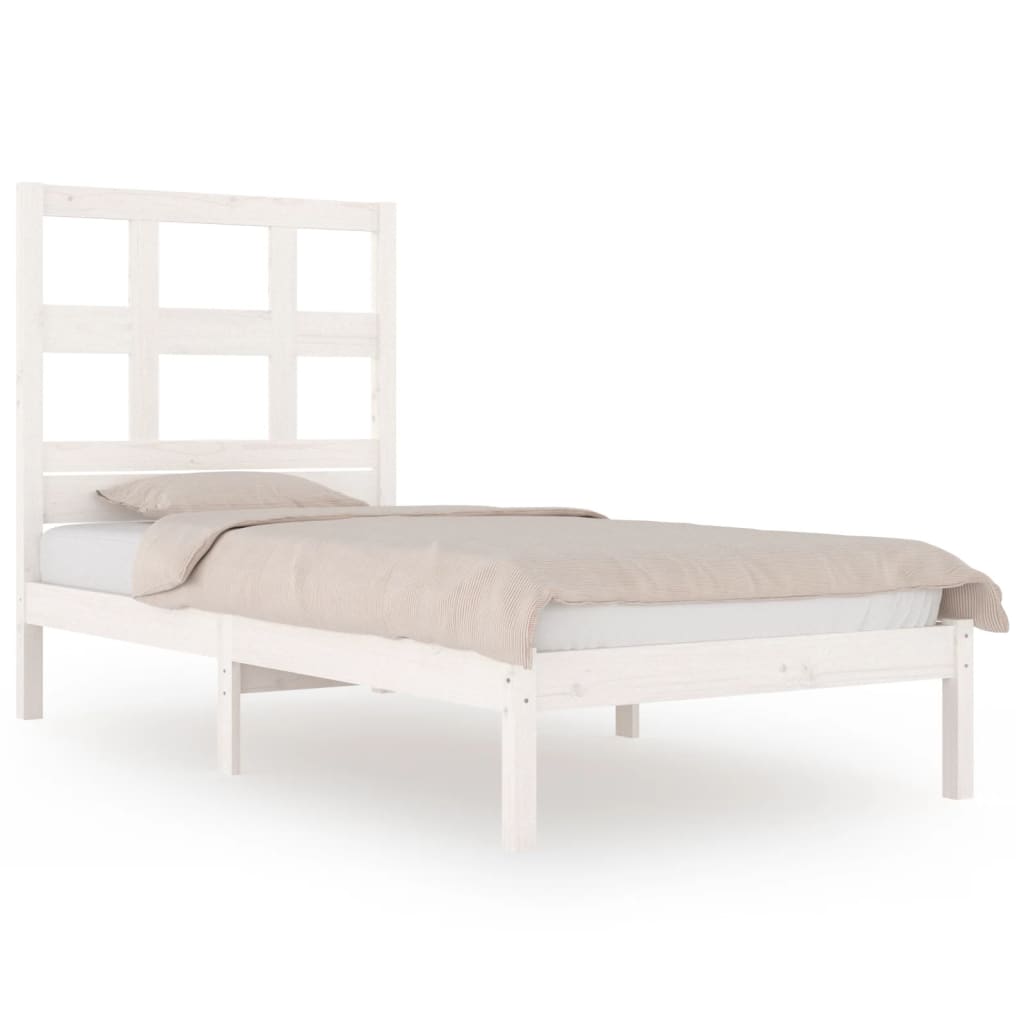 Cadre de lit sans matelas blanc 90x200 cm bois de pin massif