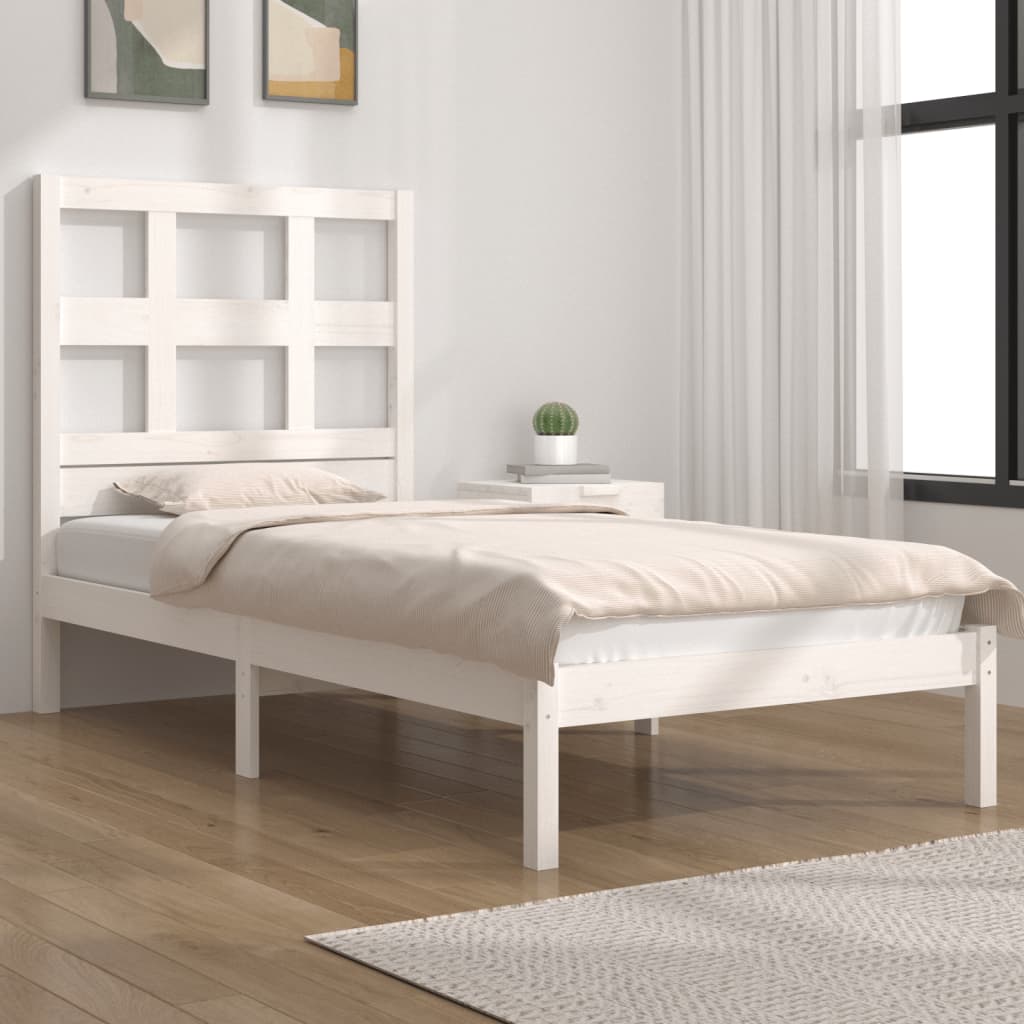 Cadre de lit sans matelas blanc 90x200 cm bois de pin massif