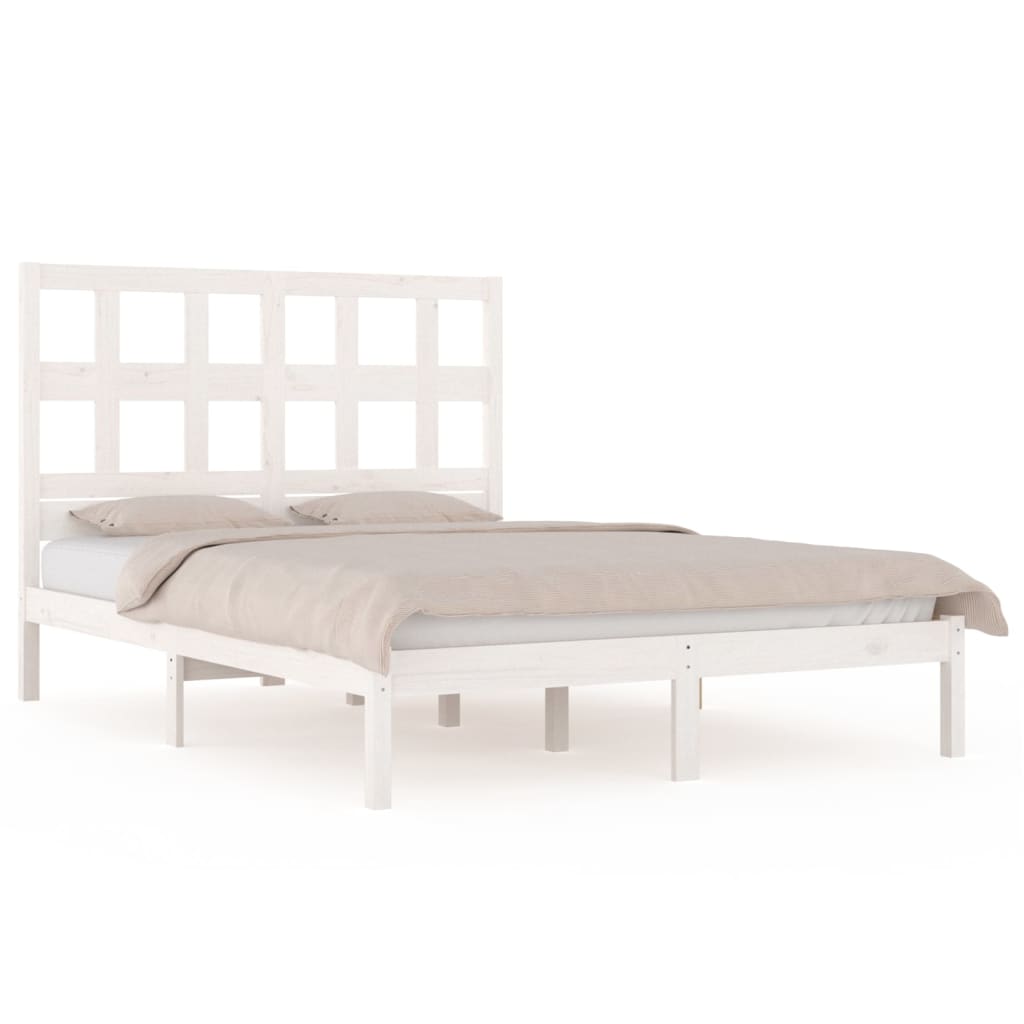 Cadre de lit sans matelas blanc 140x200 cm bois de pin massif