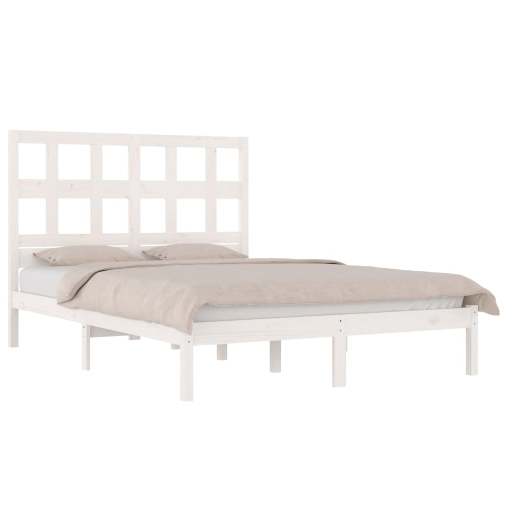 Cadre de lit sans matelas blanc 140x200 cm bois de pin massif