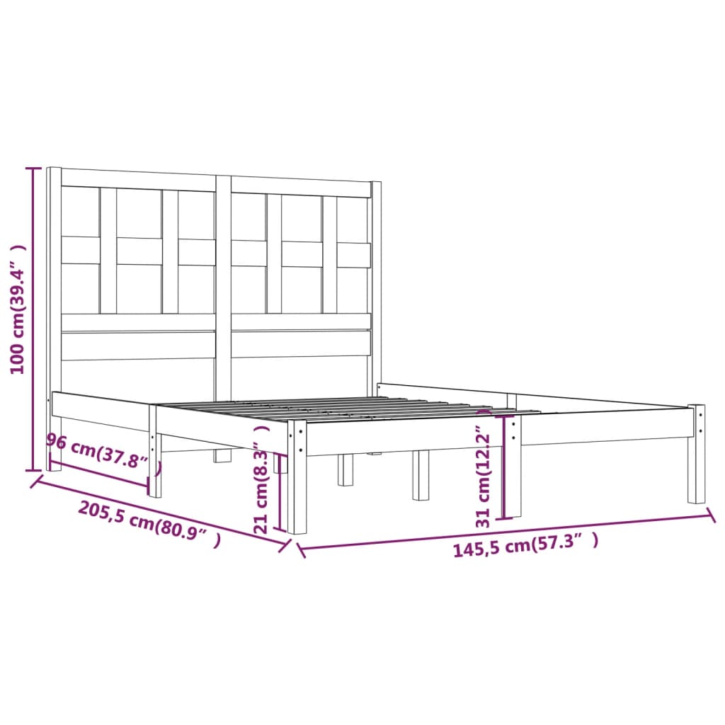 Cadre de lit sans matelas blanc 140x200 cm bois de pin massif