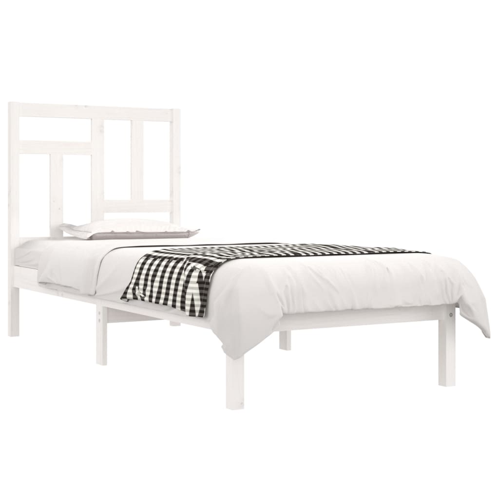 Cadre de lit sans matelas blanc 90x190 cm bois de pin massif