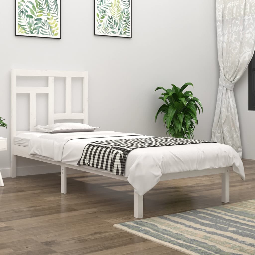 Cadre de lit sans matelas blanc 90x190 cm bois de pin massif