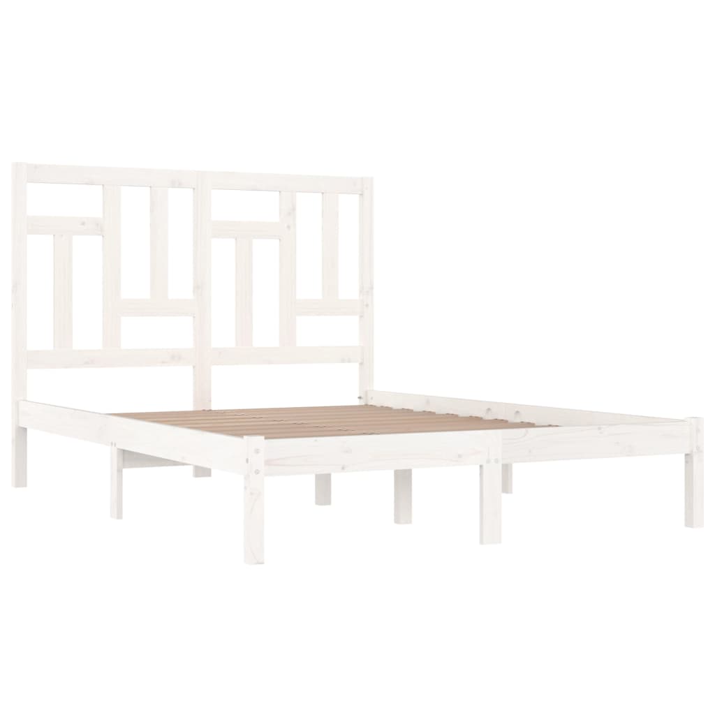 Cadre de lit sans matelas blanc 140x200 cm bois de pin massif