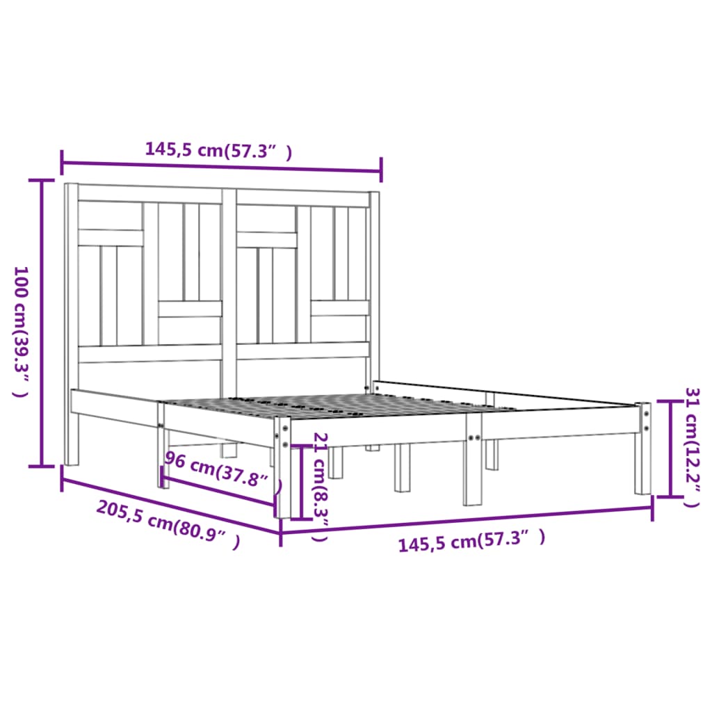 Cadre de lit sans matelas blanc 140x200 cm bois de pin massif