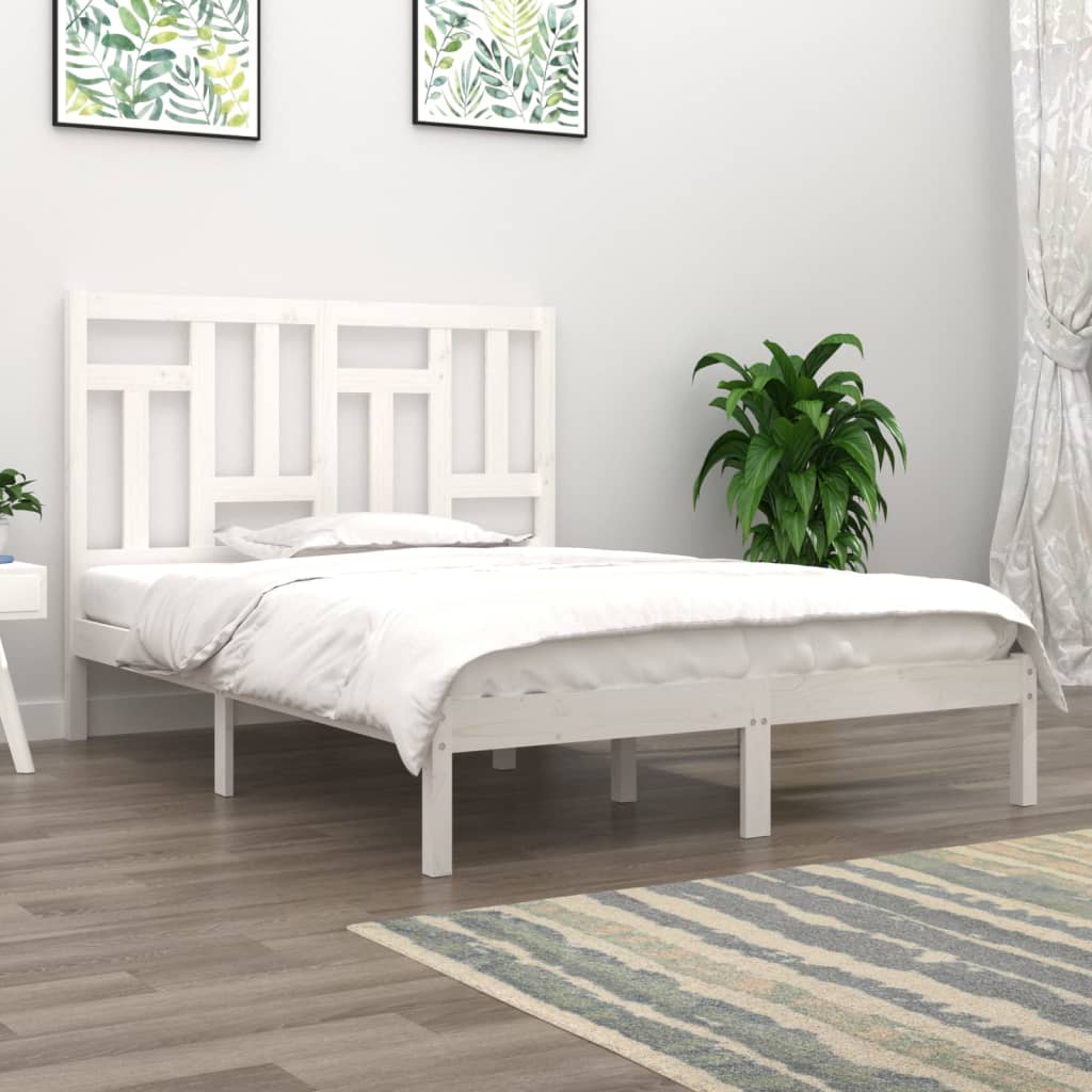 Cadre de lit sans matelas blanc 140x200 cm bois de pin massif