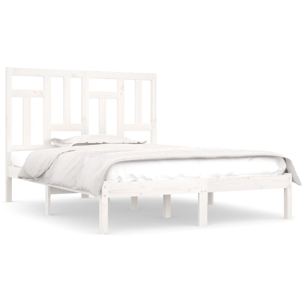 Cadre de lit sans matelas blanc 150x200 cm bois de pin massif