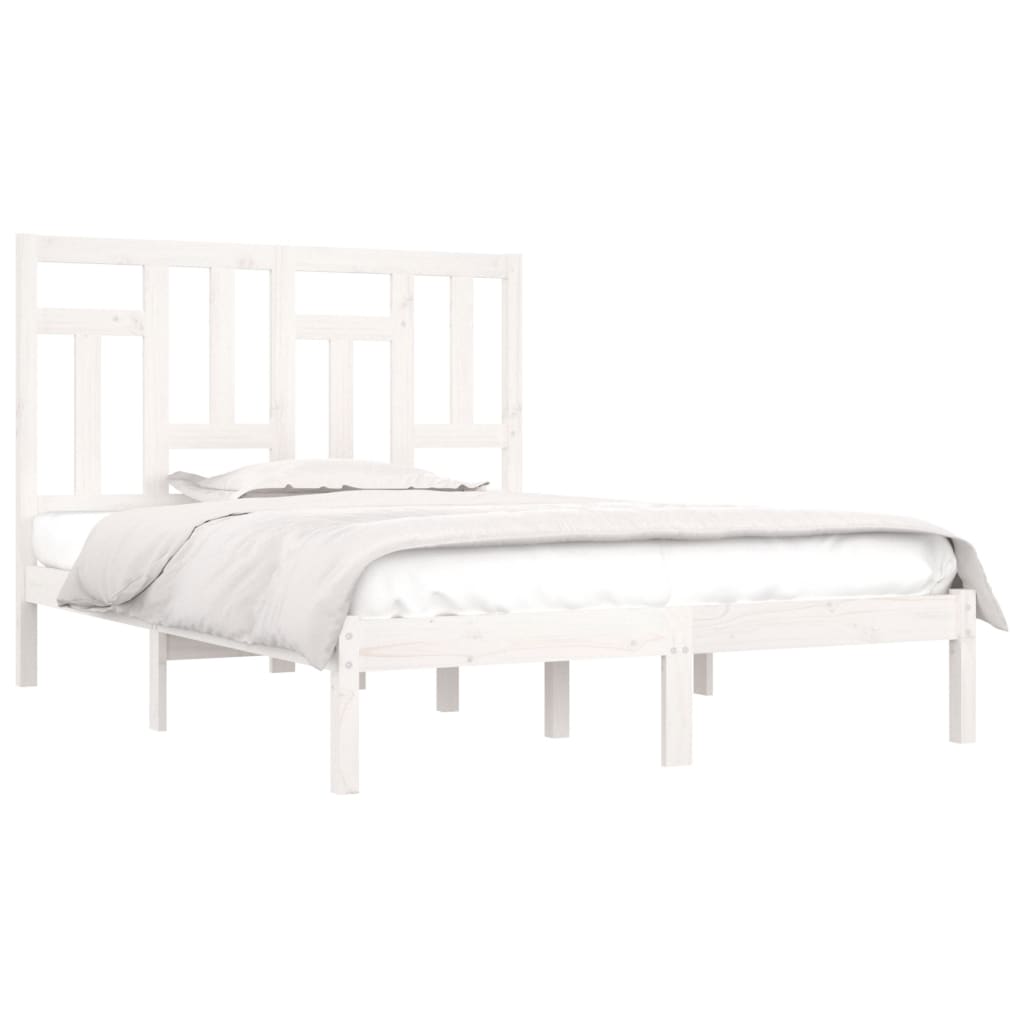 Cadre de lit sans matelas blanc 150x200 cm bois de pin massif