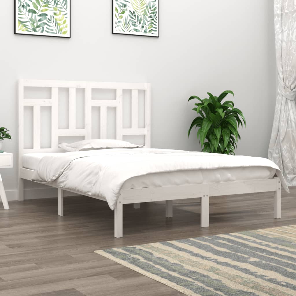 Cadre de lit sans matelas blanc 150x200 cm bois de pin massif