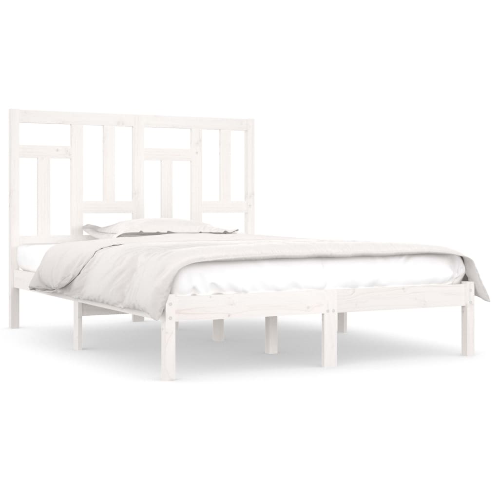 Cadre de lit sans matelas blanc 200x200 cm bois massif de pin