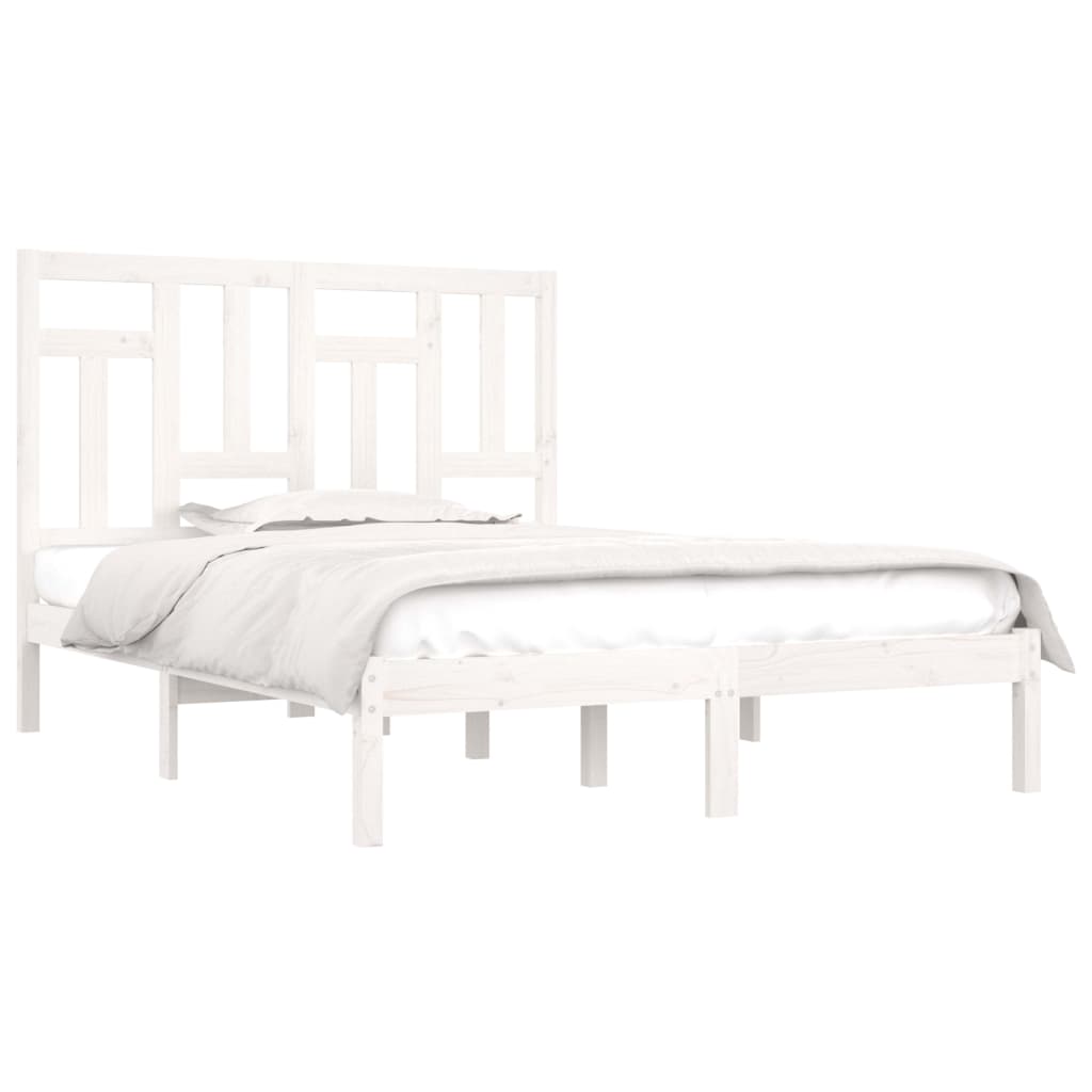 Cadre de lit sans matelas blanc 200x200 cm bois massif de pin