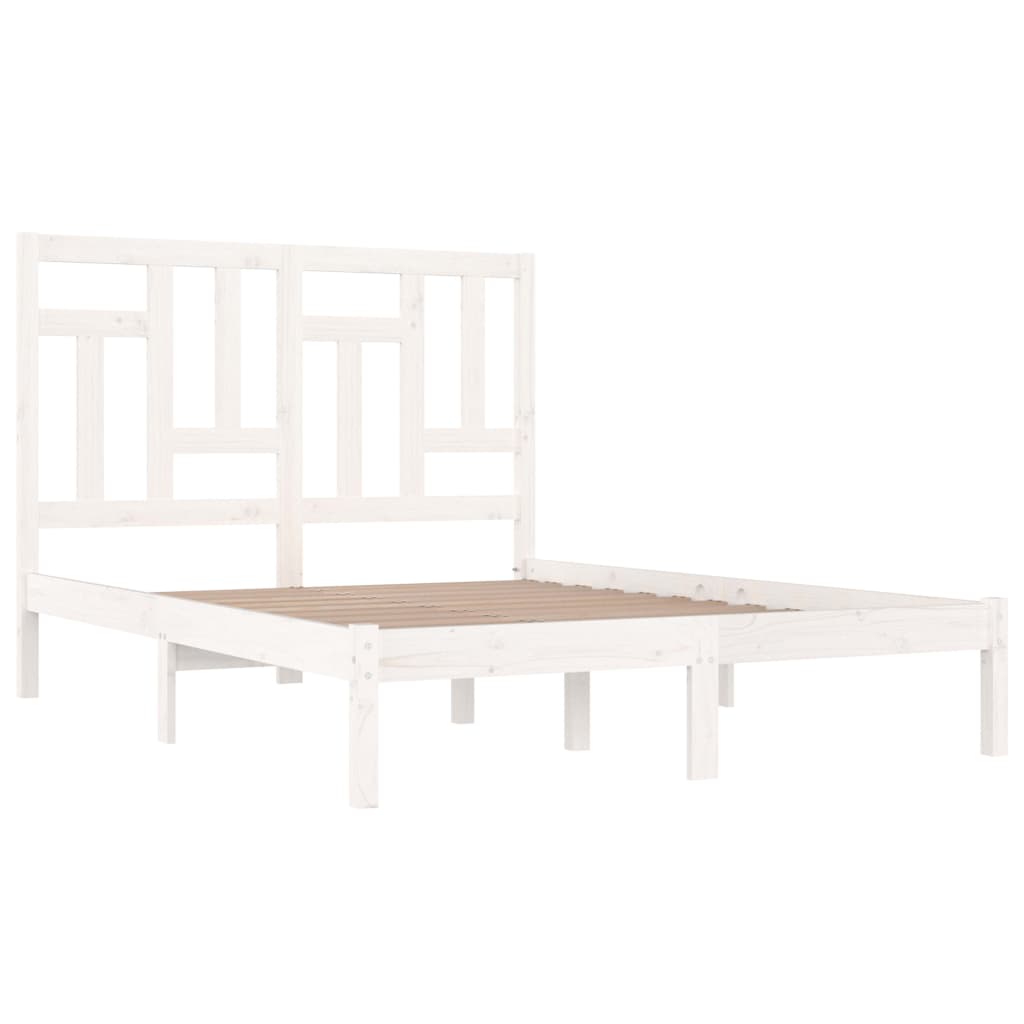 Cadre de lit sans matelas blanc 200x200 cm bois massif de pin