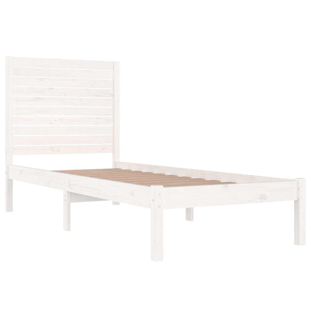 Cadre de lit sans matelas blanc 75x190 cm bois massif