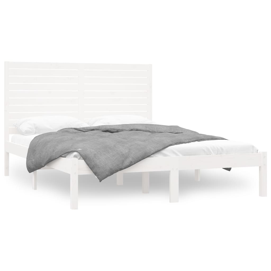 Cadre de lit sans matelas blanc 150x200 cm bois massif