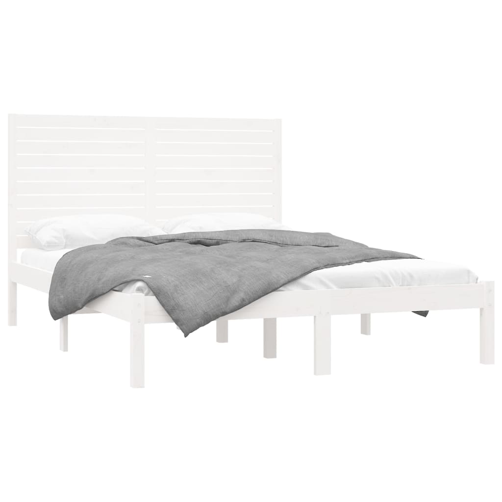 Cadre de lit sans matelas blanc 150x200 cm bois massif