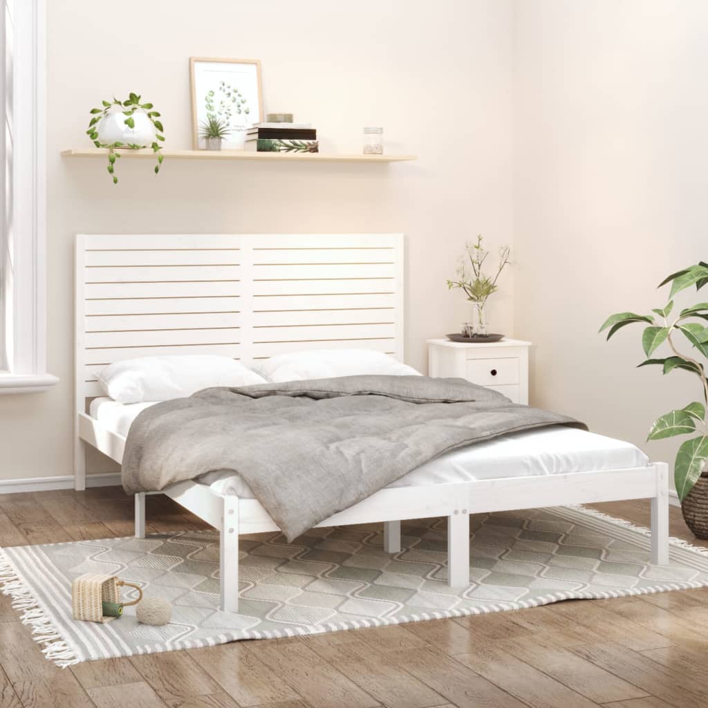 Cadre de lit sans matelas blanc 150x200 cm bois massif