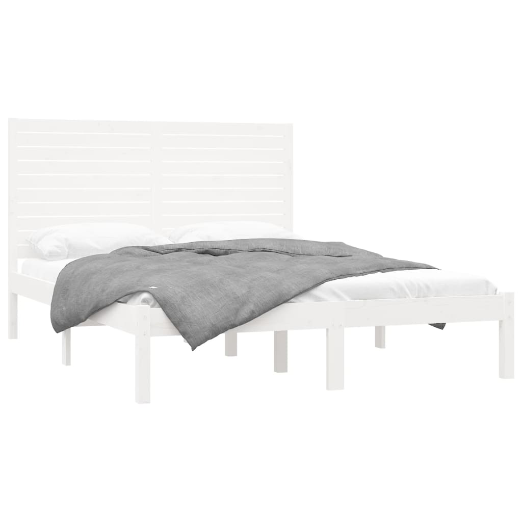 Cadre de lit sans matelas blanc 160x200 cm bois massif