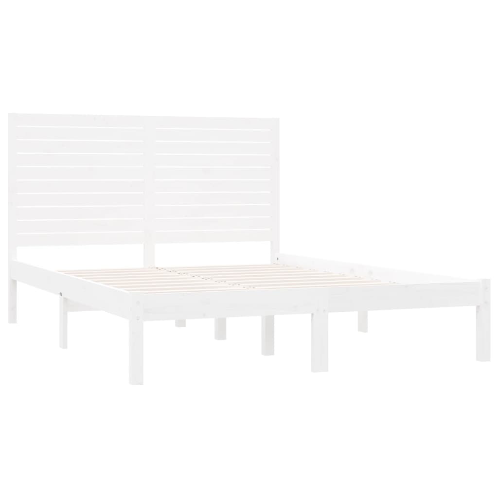 Cadre de lit sans matelas blanc 160x200 cm bois massif