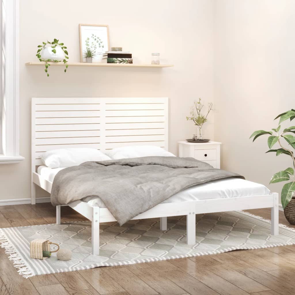 Cadre de lit sans matelas blanc 160x200 cm bois massif