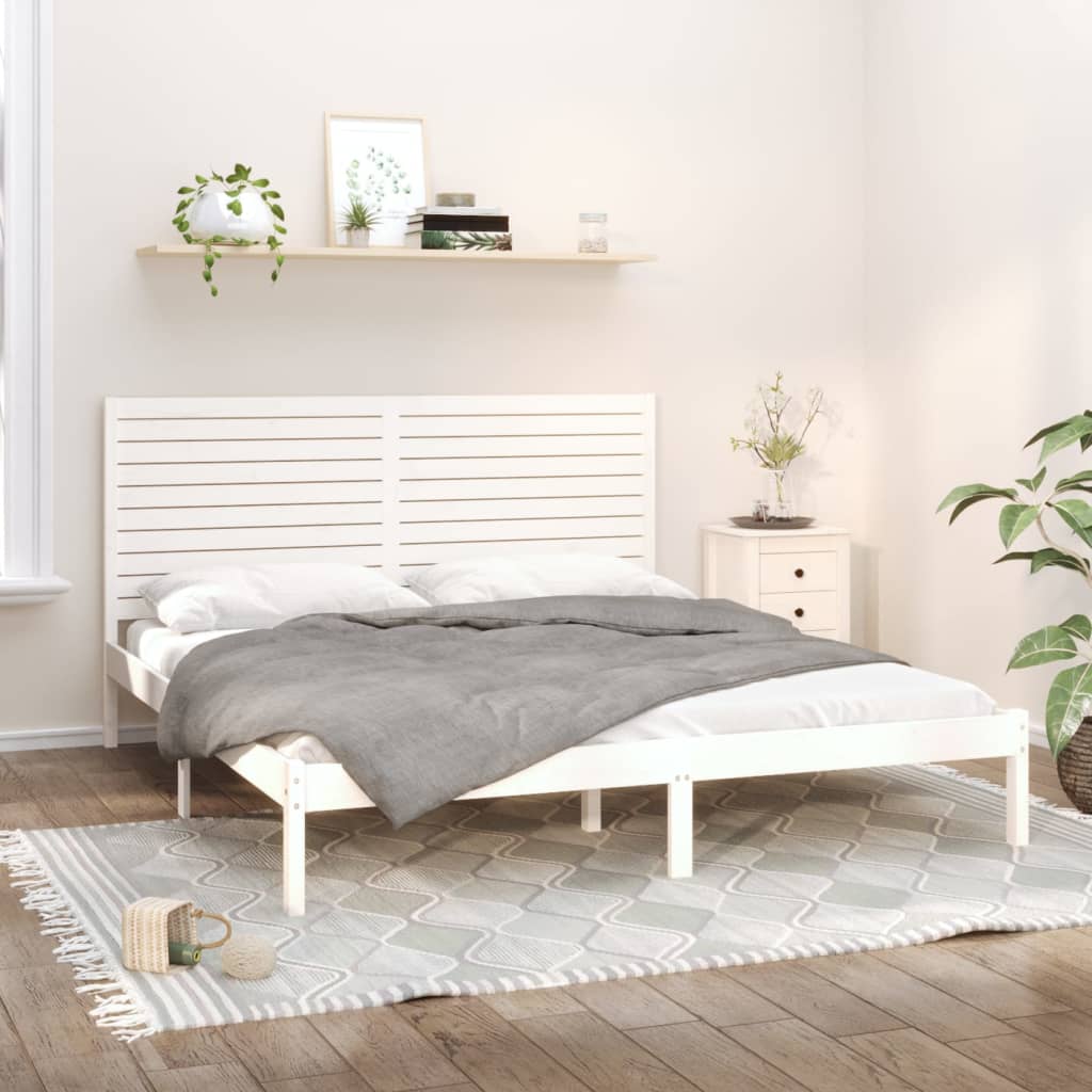 Cadre de lit sans matelas blanc 200x200 cm bois massif