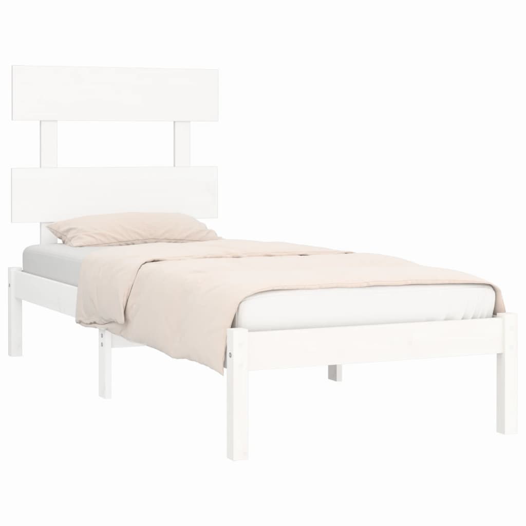 Cadre de lit sans matelas blanc 90x190 cm bois massif