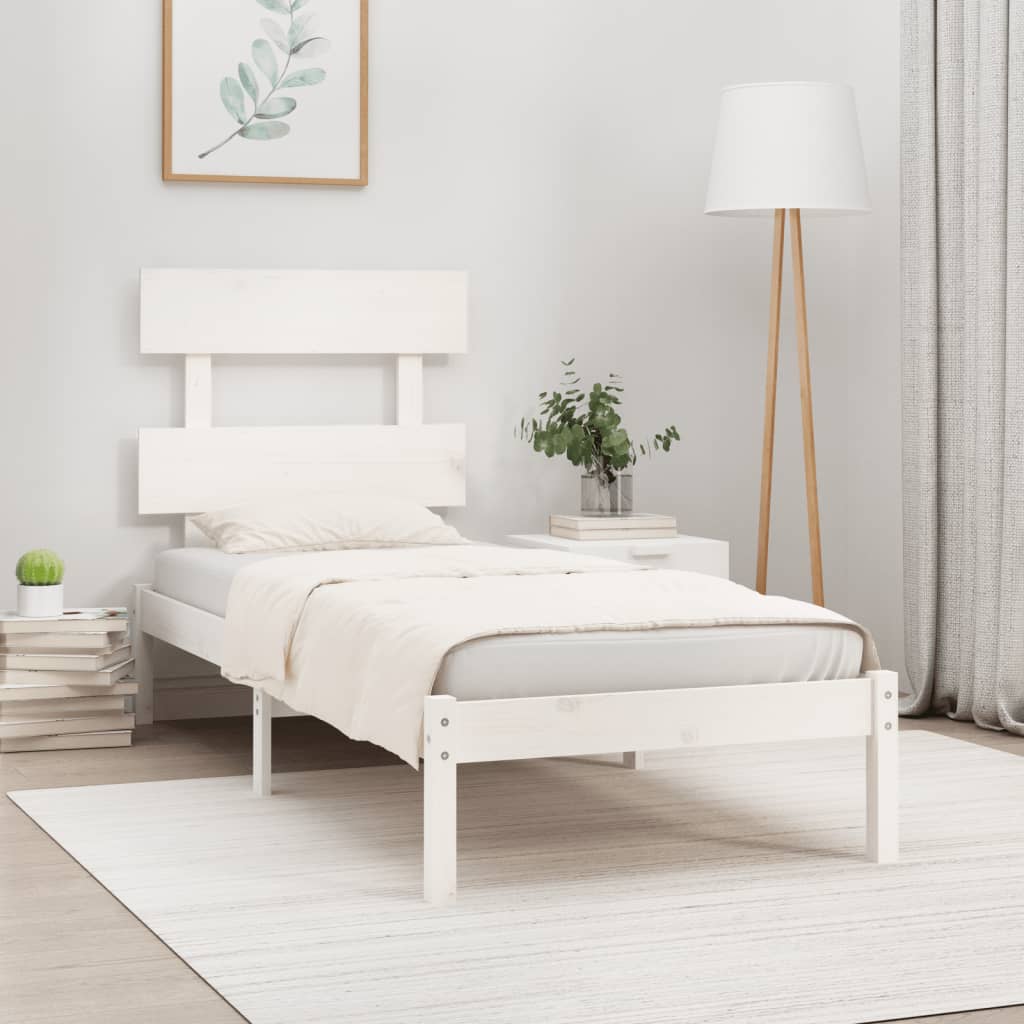 Cadre de lit sans matelas blanc 90x190 cm bois massif