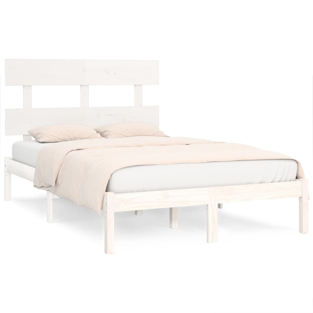 Cadre de lit sans matelas blanc 140x200 cm bois massif