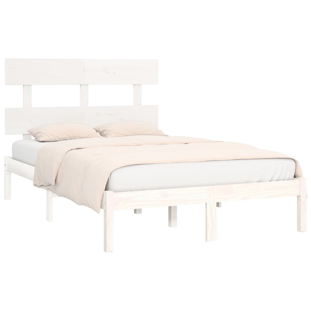 Cadre de lit sans matelas blanc 140x200 cm bois massif