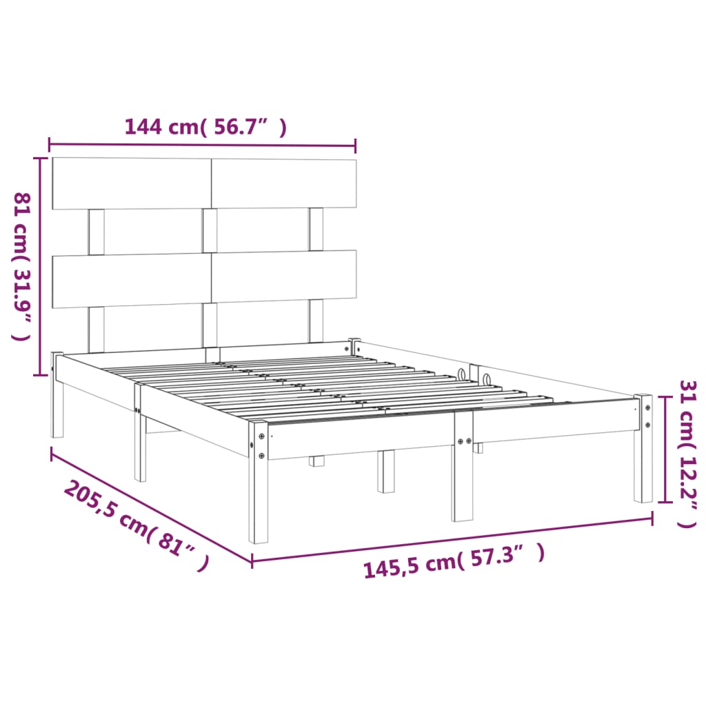 Cadre de lit sans matelas blanc 140x200 cm bois massif