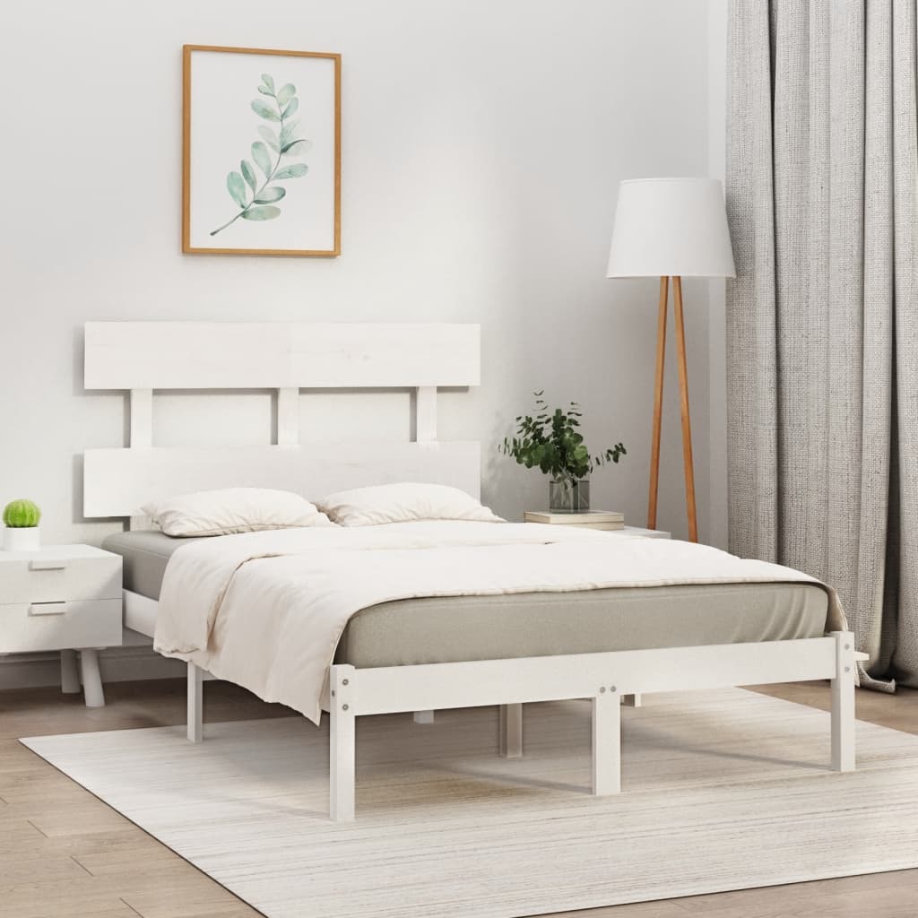 Cadre de lit sans matelas blanc 140x200 cm bois massif